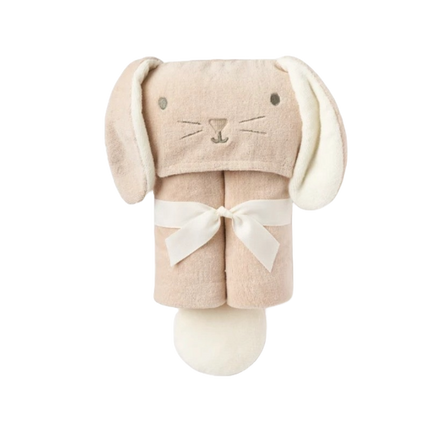 Elegant Baby Hooded Baby Bath Wrap Brown Taupe Bunny OS