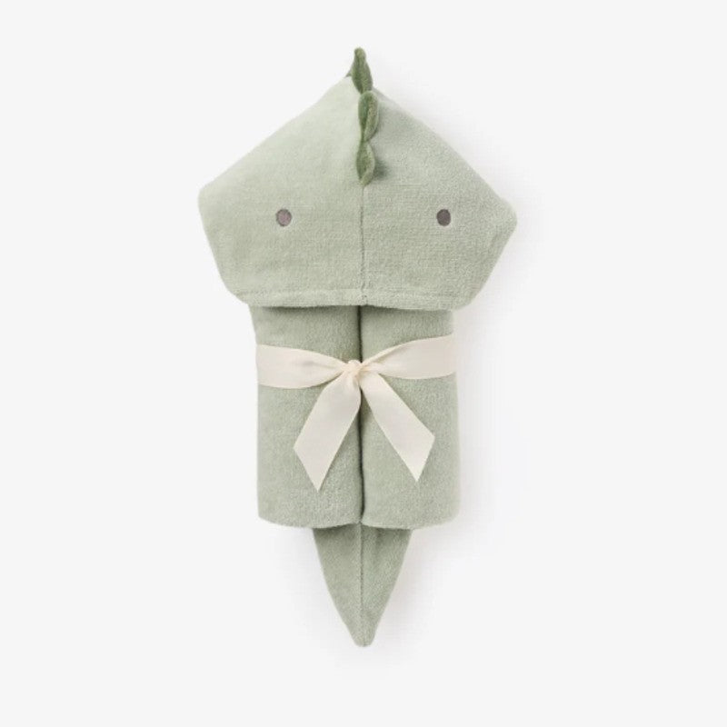 Elegant Baby Hooded Baby Bath Wrap Dinosaur Sage Sauge