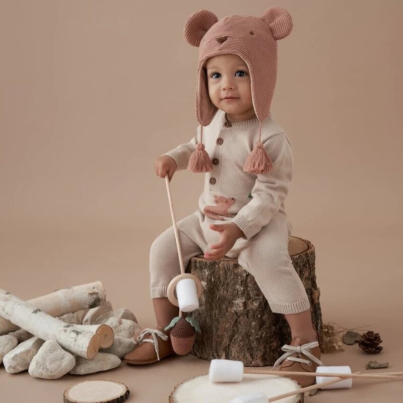 Elegant Baby Jumpsuit Brown Brun Bear