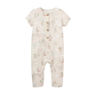 Elegant Baby Jumpsuit Organic Cotton Muslin Birthday Print Taupe