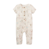 Elegant Baby Jumpsuit Organic Cotton Muslin Birthday Print Taupe