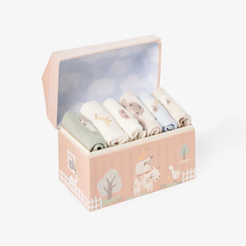 Elegant Baby Non-Slip Socks (6pack) On The Farm (Size 0-12m)