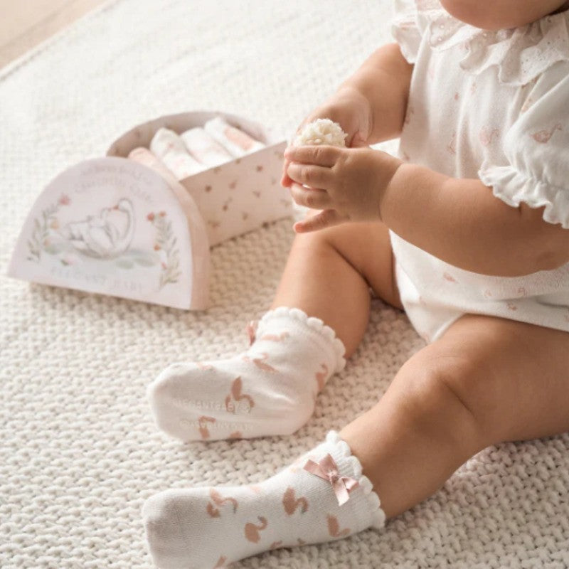 Elegant Baby Non-Slip Socks (6pack) Swan Lake Pink (Size 0-12m)