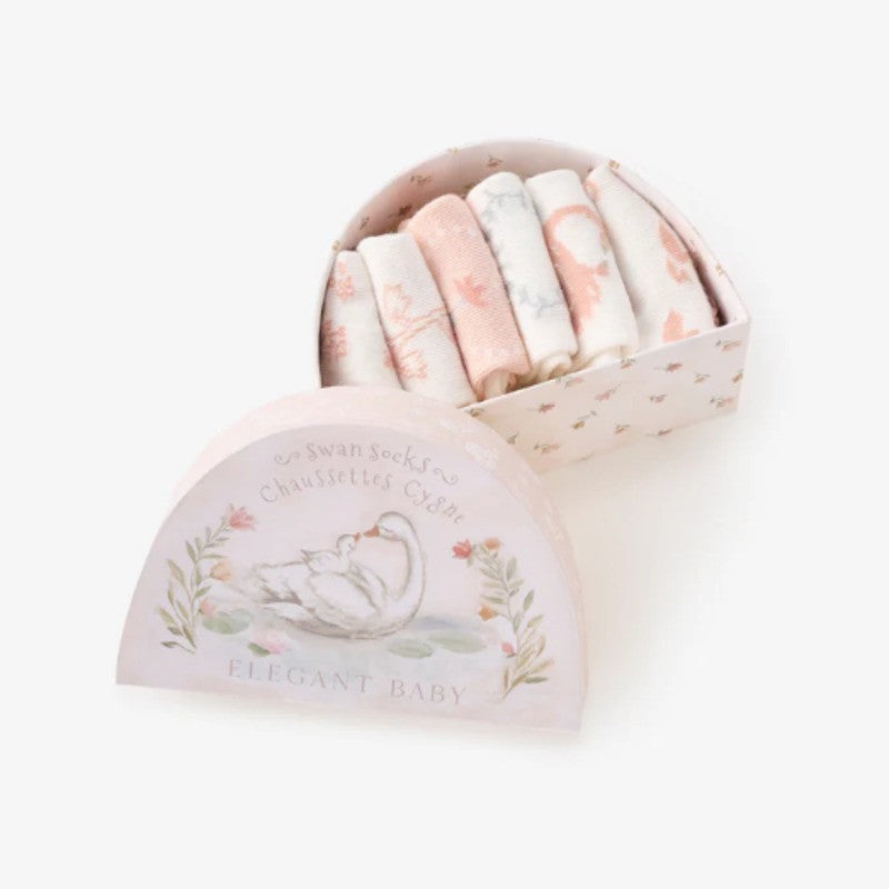 Elegant Baby Non-Slip Socks (6pack) Swan Lake Pink (Size 0-12m)