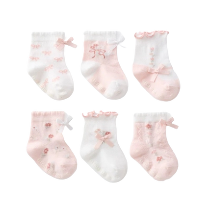 Elegant Baby Non-Slip Socks (6pack) Fleur de Provence (Size 0-12m)