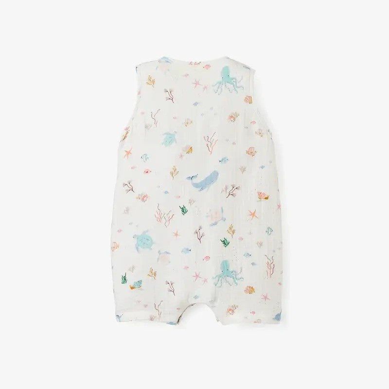 Elegant Baby Organic Muslin Shortall Cream Creme Ocean Adventure