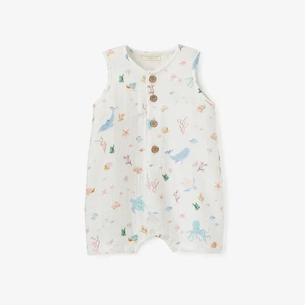 Elegant Baby Organic Muslin Shortall Cream Creme Ocean Adventure