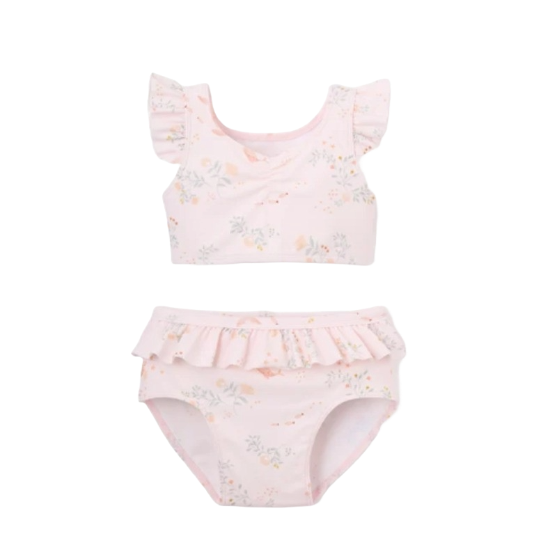 Elegant Baby Ruffle Two-Piece Swimsuit Pink Rose