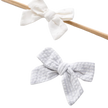 Elegant Baby Seersucker Blue Swiss Dot White Headband Set (0-12m)