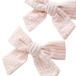 Elegant Baby Seersucker Bow Clip Set Pink Rose (0-12m)