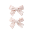 Elegant Baby Seersucker Bow Clip Set Pink Rose (0-12m)