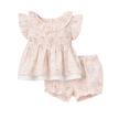 Elegant Baby Smocked Babydoll Top & Bloomer Set Fleur de Provence Pink Rose