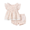 Elegant Baby Smocked Babydoll Top & Bloomer Set Fleur de Provence Pink Rose