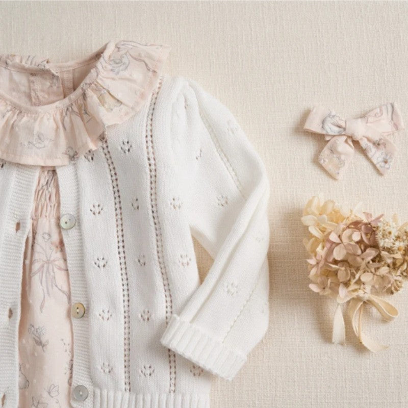 Elegant Baby Smocked Bubble Cotton Fleur de Provence Pink Rose