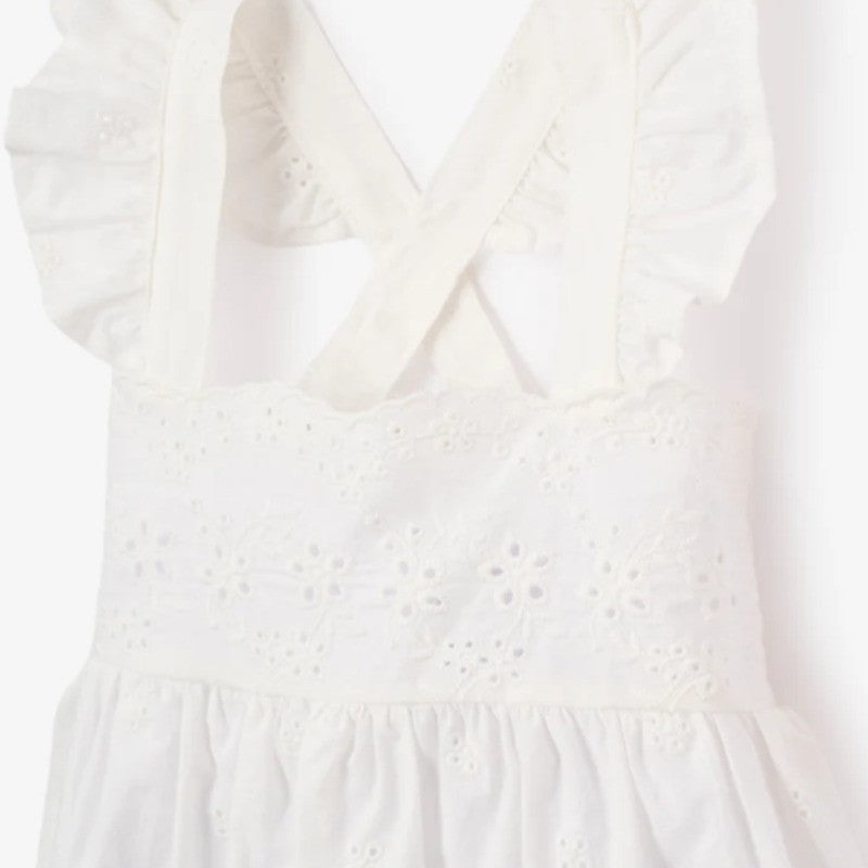 Elegant Baby Sunsuit Ruffle Eyelet Lace White Blanc