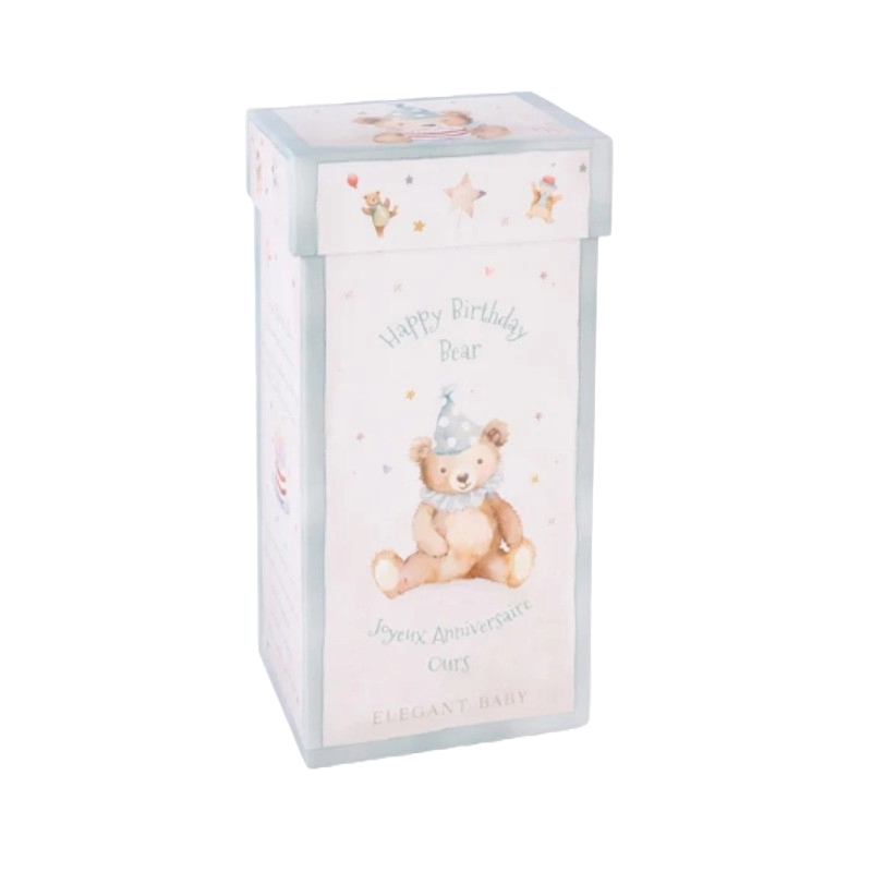 Elegant Baby Gift Box Plush Toy Birthday Bear Aqua
