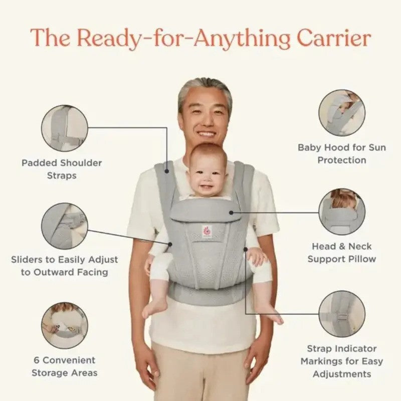 Ergobaby Omni Deluxe Mesh Pearl Grey (7-45lbs, 0-4Yrs)