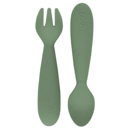 Ezpz - Mini Utensils (Spoon + Fork) - Olive 12M