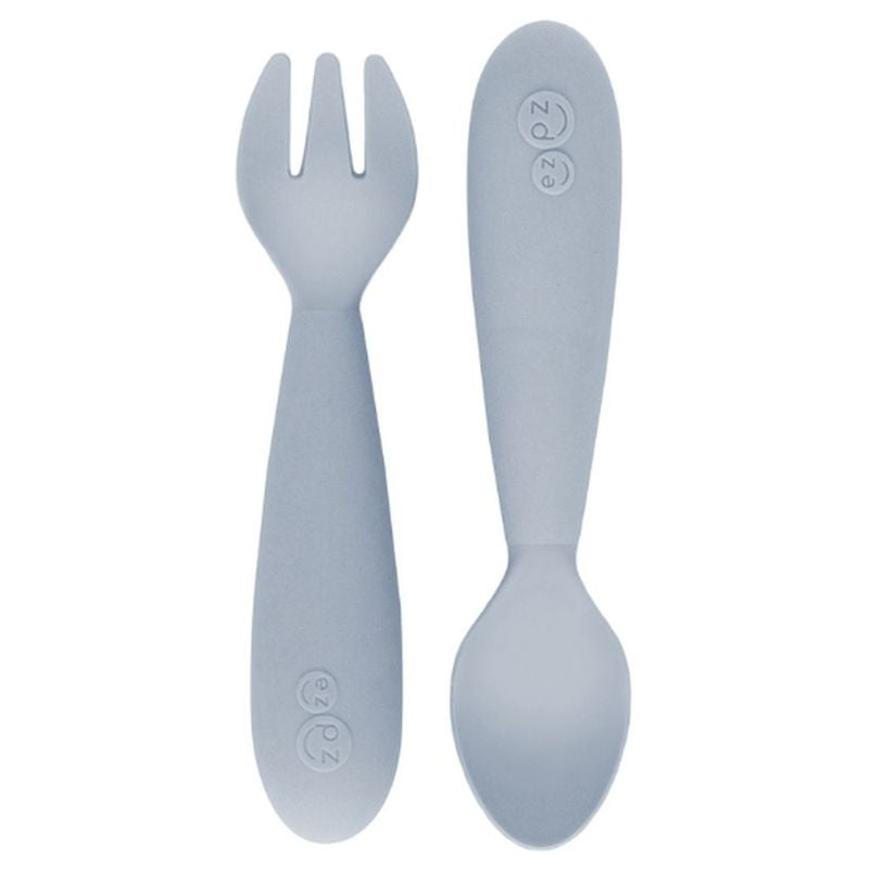 Ezpz - Mini Utensils (Spoon + Fork) - Pewter 12M