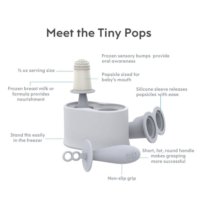 Ezpz - Tiny Pops Popsicle - Pewter 4M-Plus