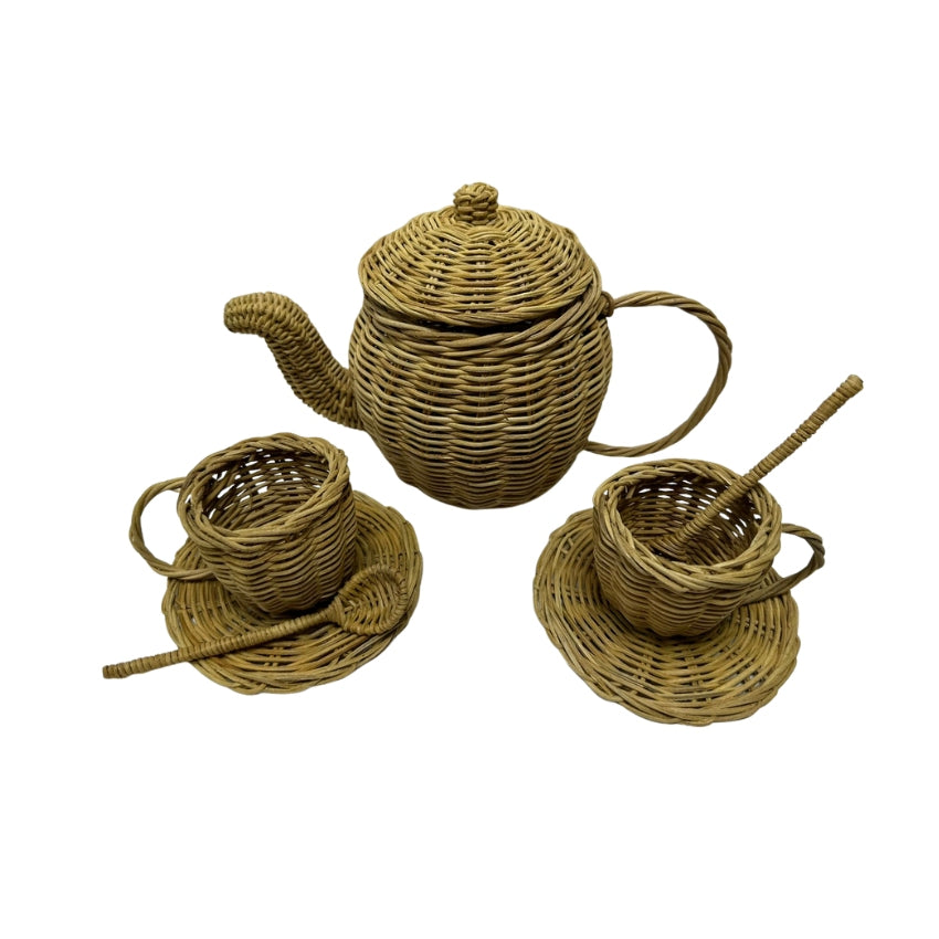 Five Little Ducks Rattan Tea Sets Natural