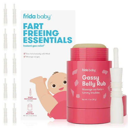 Fridababy Fart Freeing Essentials (Windi Tubes10pcs & Gassy Belly Rub 1.1oz)