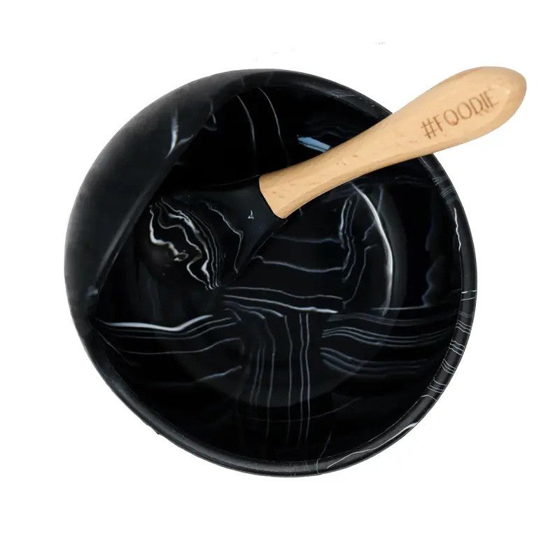 Glitter & Spice Silicone Bowl and Spoon Set – Black Marble