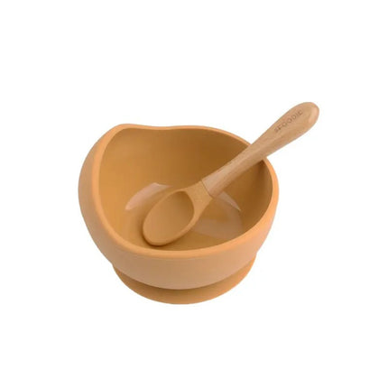 Glitter & Spice Silicone Suction Bowl & Spoon Set Camel