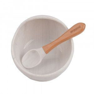 Glitter & Spice Silicone Suction Bowl & Spoon Set Marble