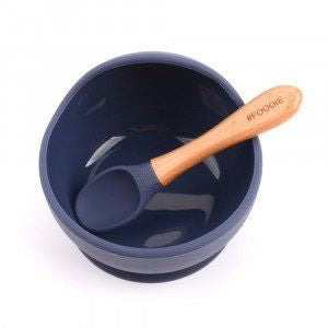 Glitter & Spice Silicone Suction Bowl & Spoon Set Midnight Blue