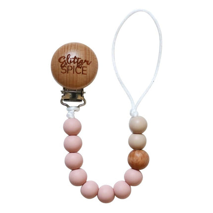 Glitter & Spice Silicone (BPA Free) Pacifier Clip Blush Pink