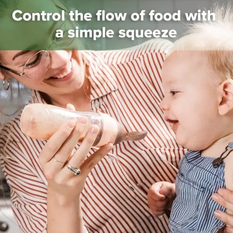 Haakaa Silicone Baby Food Dispensing Spoon Peach