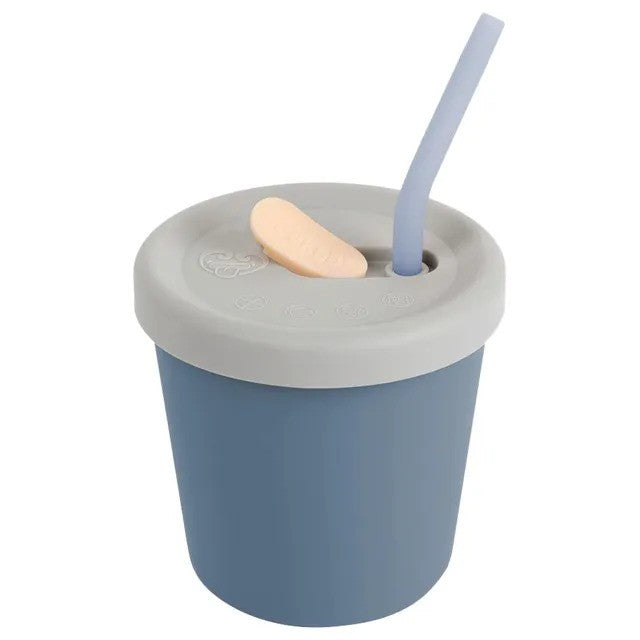 Haakaa Silicone Sippy Straw Cup Bluestone