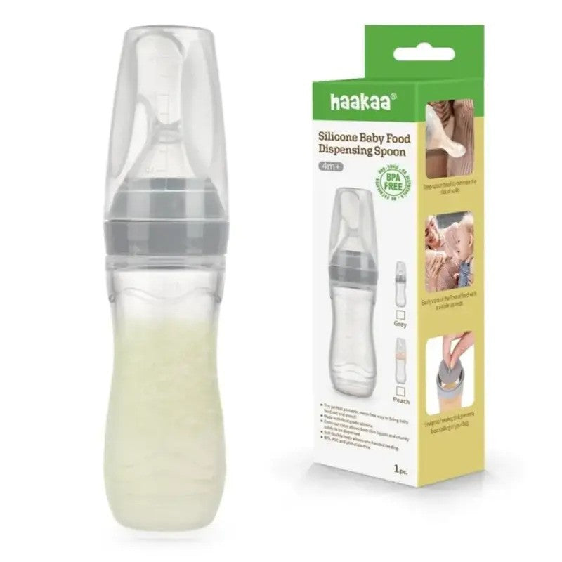 Haakaa Silicone Baby Food Dispensing Spoon Grey