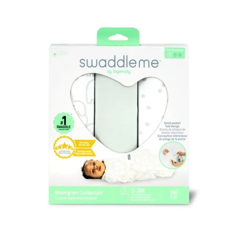 Ingenuity Swaddleme Monogram Coll.1.0Tog Elephant Dance (3pack-0-3m)