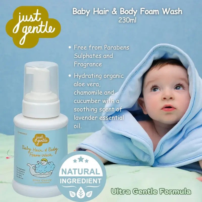 Just Gentle Baby Hair & Body Foam Wash Ultra Gentle 230ML