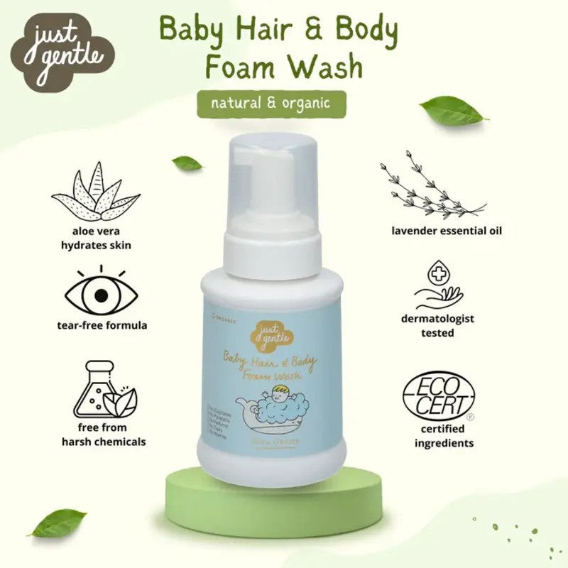 Just Gentle Baby Hair & Body Foam Wash Ultra Gentle 230ML