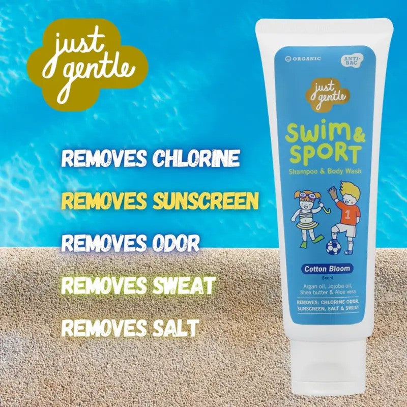 Just Gentle Swim and Sport Shampoo and Body Wash Cotton Bloom 180ML
