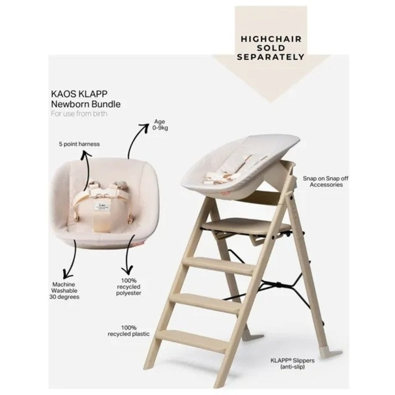 Kaos KLAPP Highchair Newborn Seat Desert Sand (Newborn Max Wt:9kg)
