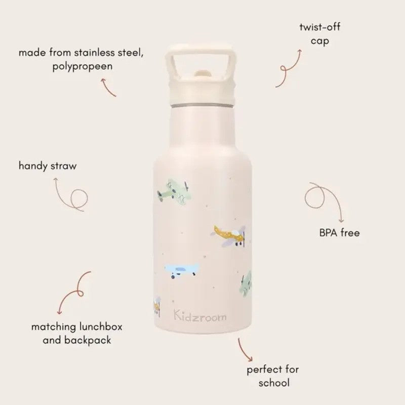 Kidzroom Metal Bottle 350ml Small Talk Beige