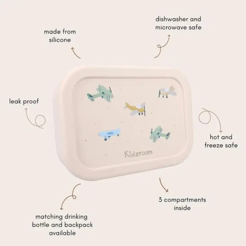 Kidzroom Silicone Lunch Box 700ml Small Talk Beige