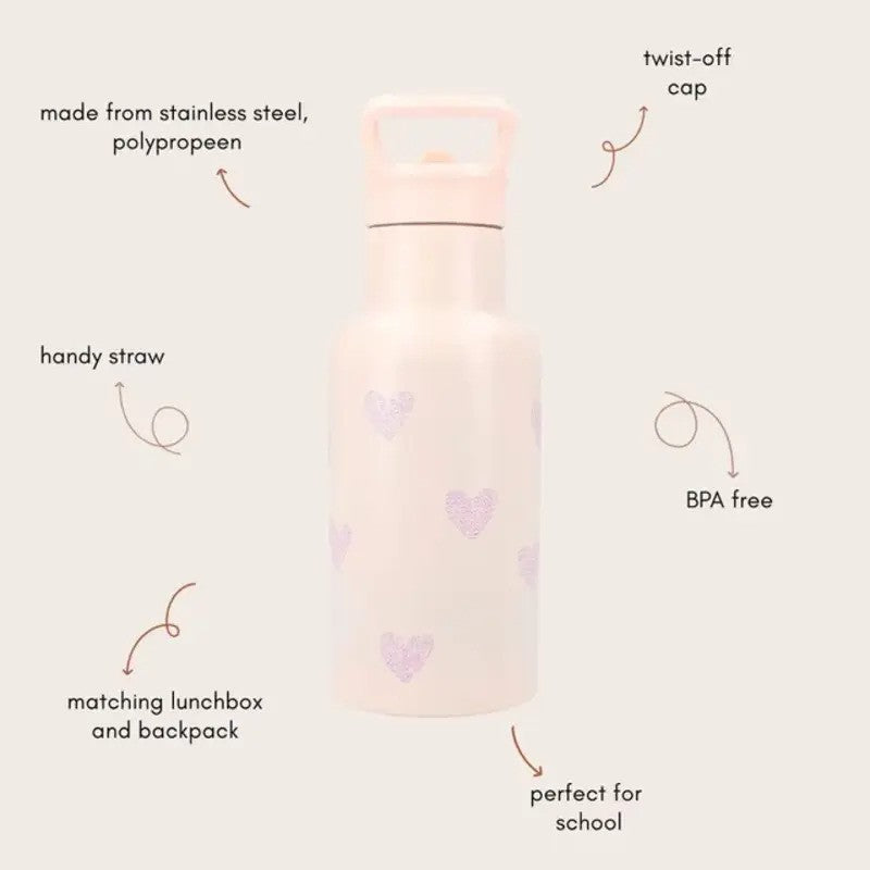 Kidzroom Stainless Steel Drink Bottle 350ml Magical Meadows Pink