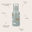Kidzroom Stainless Steel Drink Bottle 350ml Small Talk Green