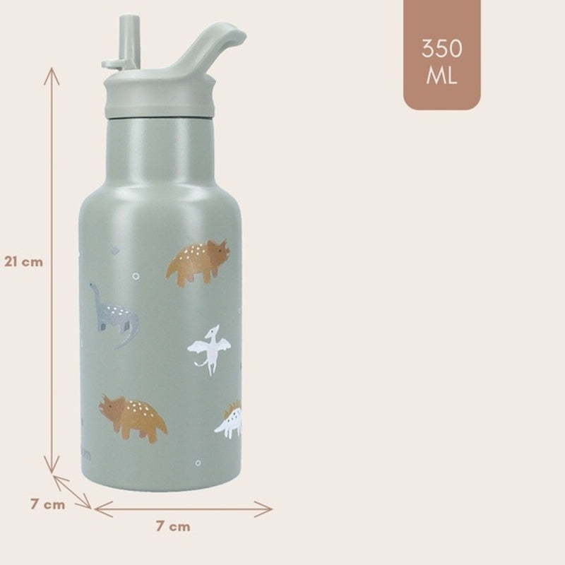 Kidzroom Stainless Steel Drink Bottle 350ml Small Talk Green