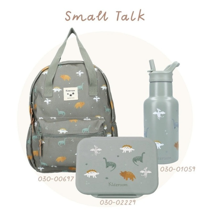Kidzroom Stainless Steel Drink Bottle 350ml Small Talk Green