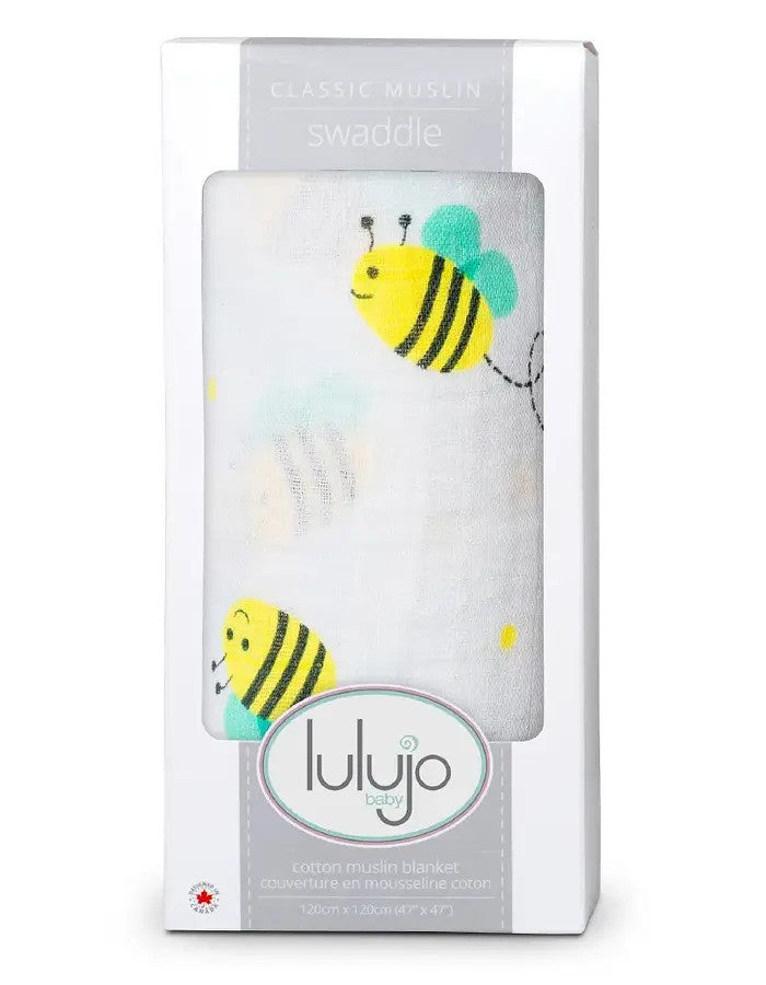 Lulujo Muslin Swaddle (120X120CM) XL Bumbling Bee