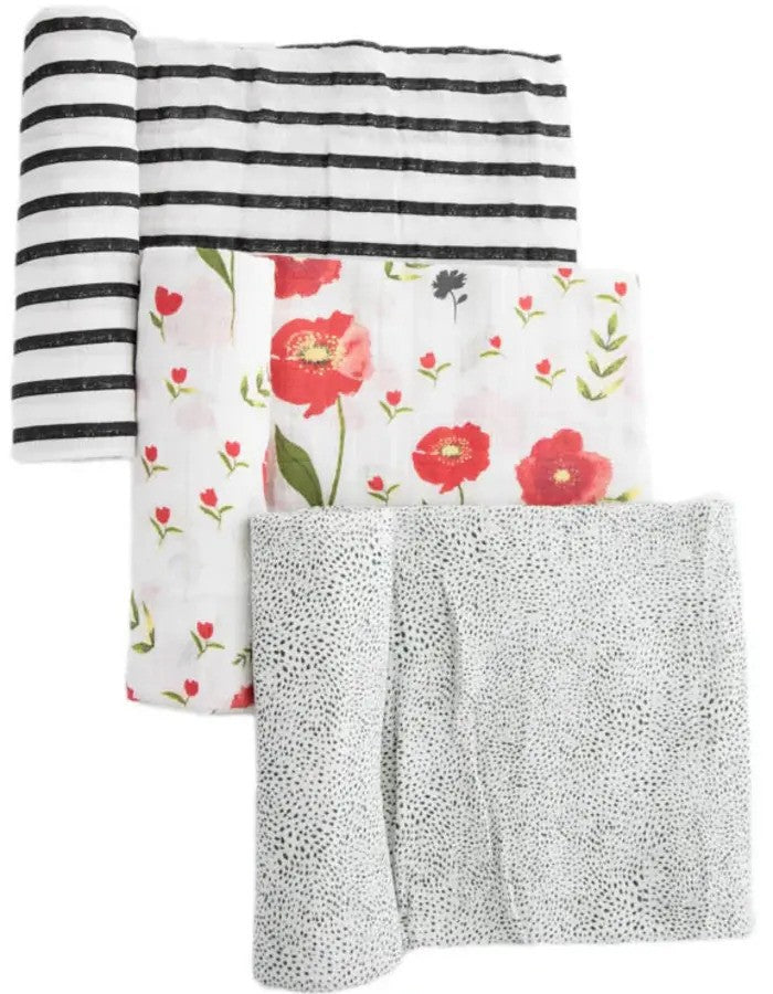 Little Unicorn (3Pack) Cotton Muslin Swaddle Set Summer Poppy 2
