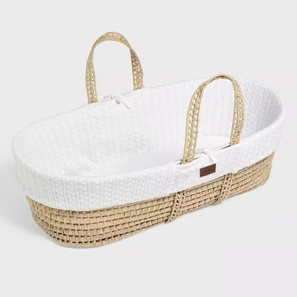 Little Green Sheep Moses Basket & Mattress White