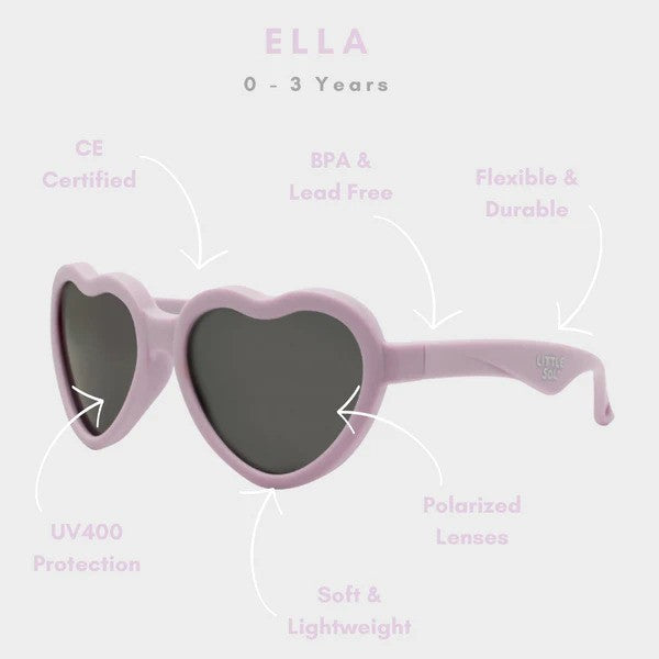 Little Sol+ Ella Lilac Heart Baby Sunglasses