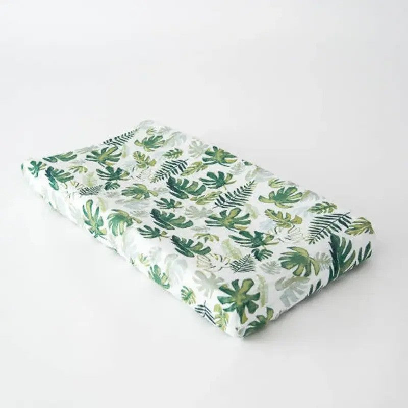 Little Unicorn Cotton Muslin Changing Pad Cover Tropical Leaf